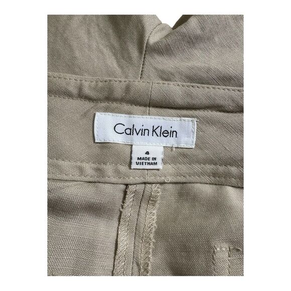 Calvin Klein Linen Cotton Drawstring Pants Beige Khaki size 4 - Picture 6 of 7